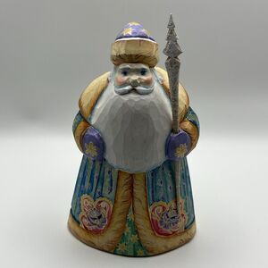 Handpainted Russian/Ukrainian Linden Wood Carved Santa 6" Christmas Angel Bunny